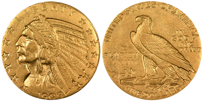 21. 1909-D Indian $5 | NGC